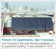 Solar hot water installation on Potrero Hill Apartments, San Francisco